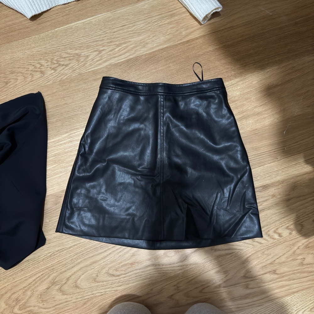 J. Crew Black Leather Skirt